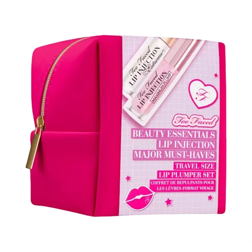 Too Faced Lip Injection Travel Size Plumper Set NWT Cosmetic Bag great for Gift